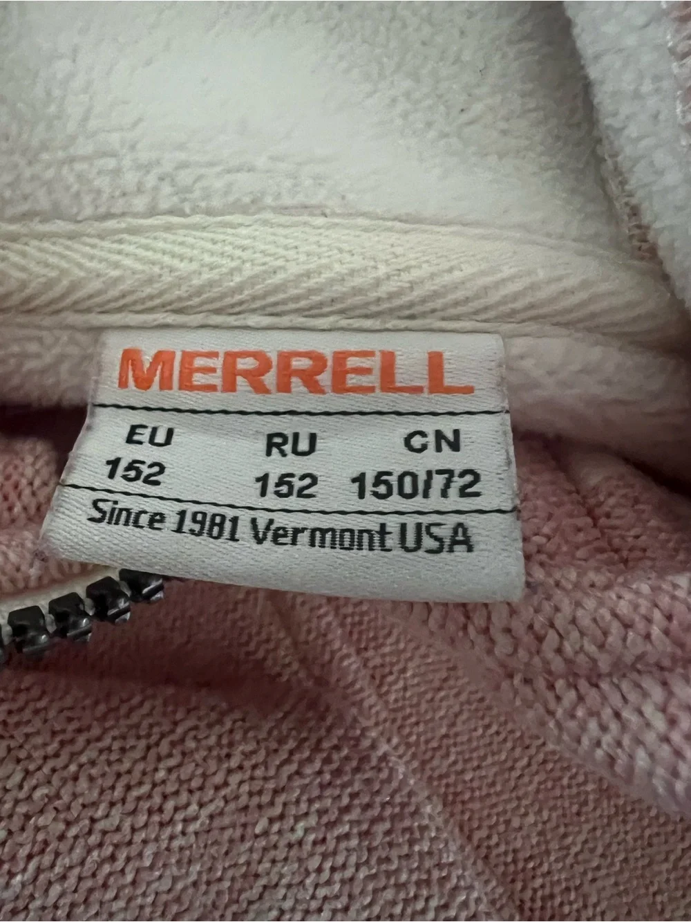 Merrell Girls Hoodie Pink L Full Zip Hooded Polyester Fleece Solid Logo # 588